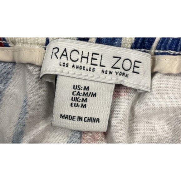 Rachel Zoe Linen Pants Women’s Size M Wide Leg Colorful Tropical Fruit Beach - Picture 4 of 6